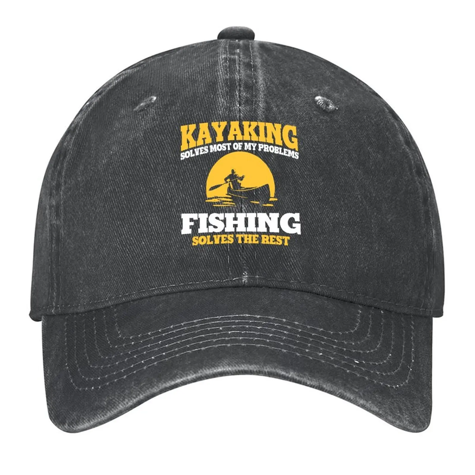

Kayaking solves most of my problems fishing solves the rest Baseball Cap cute Trucker Cap Mens Tennis Women's