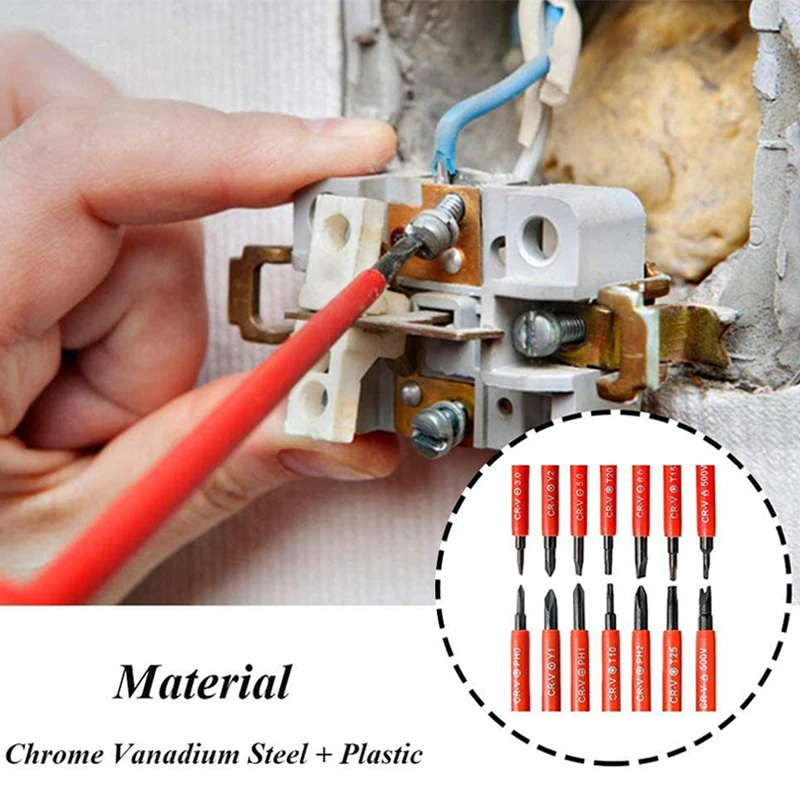 15in1/13in1 مجموعة مفكات معزولة ومغناطيسية مشقوقة Pozidriv توركس بت أدوات كهربائي VDE العزل الجهد العالي