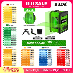HILDA Laser Level Meter 2-Line Cross Green Level Laser Horizontal & Vertical Nivel Laser Self-Leveling лазерный уровень Men Gift