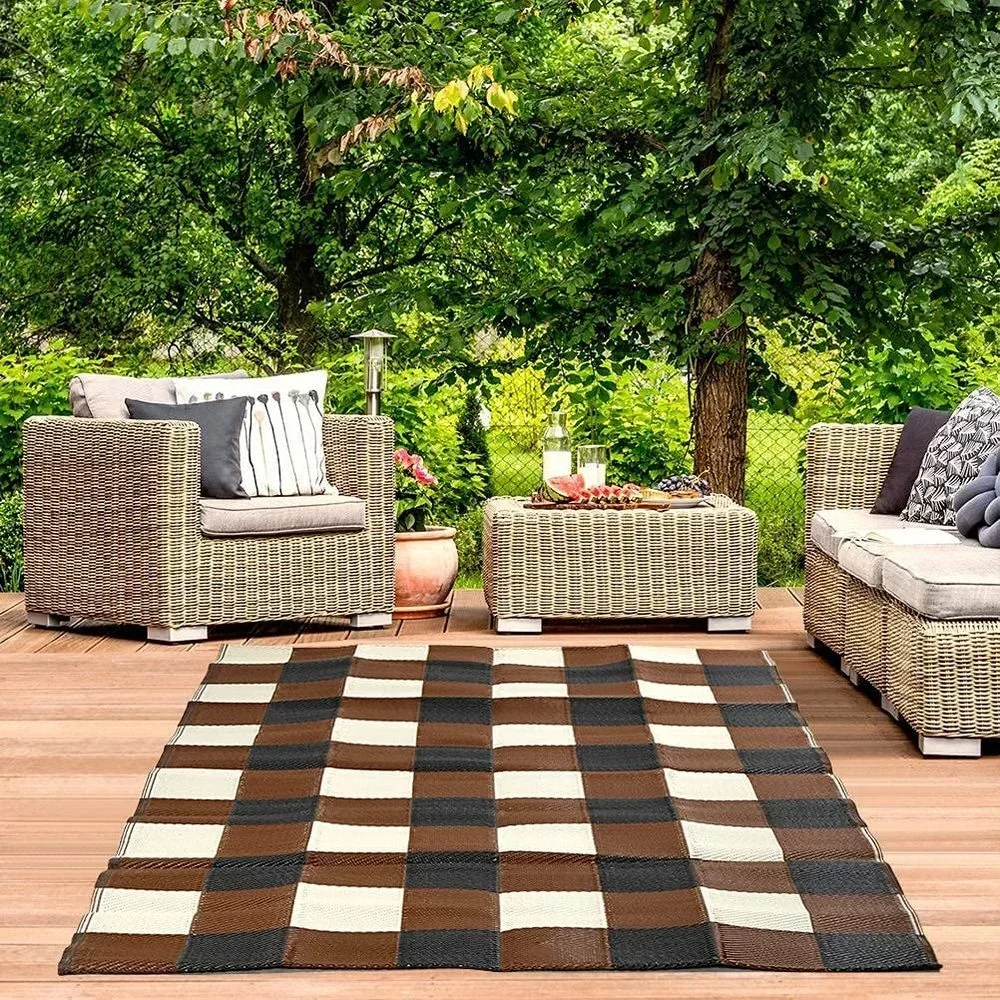 Outdoor Picnic Camping Rug Patio Waterproof MatFoldable Wear-resistant Stain-resistant Carpet Polyester Living Room Outdoor Rugs