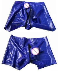 DARK BLUE LATEX BOXER WITH ZIP HIDDEN TWO SHEATH CUSTOM MADE