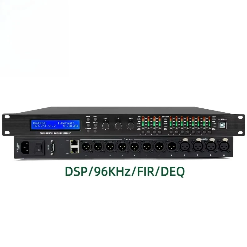 PX48 Digital DSP Audio Processor 4 in 8 Out FIR 96KHZ Sampling Rate USB XLR Professional Speaker Audio Equipment