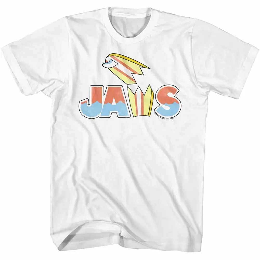 Jaws Broken Surfboard White Adult T Shirt