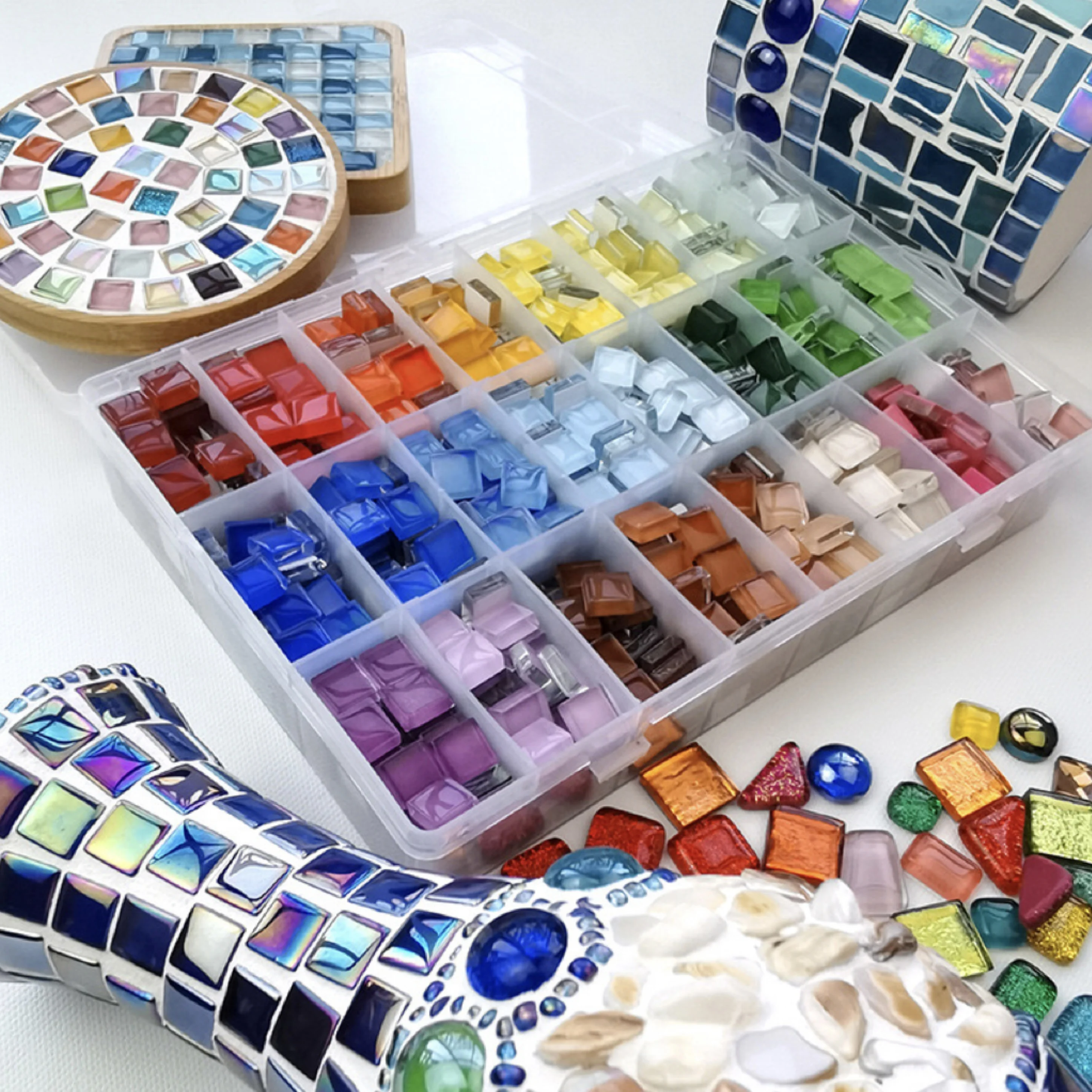50 szt. DIY mozaika ceramiczna płytki szklane ręcznie wykonane lustro dekoracyjne płytka ceramiczna technologia ścienna kolorowy materiał kryształowa ozdoba