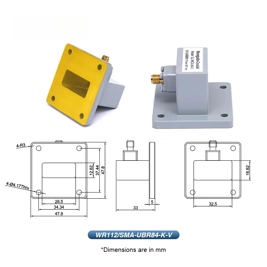 WR-112 to for SMA Female Right Angle Waveguide to Coax Adapters 6.57-9.99GHz UBR84 Flange Telecom Parts