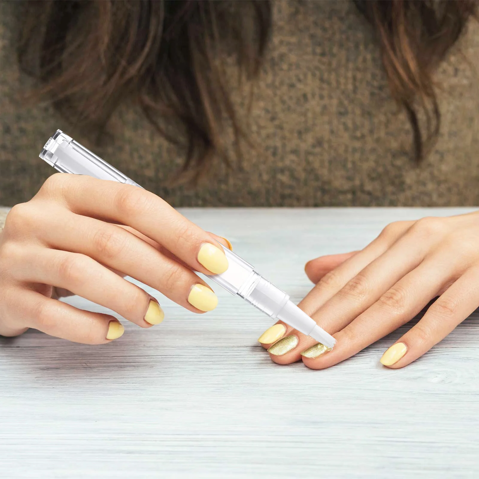 10 pçs canetas vazias transparentes conjunto de canetas de óleo de unhas aplicadores de ponta de escova para brilho labial nutrição de unhas óleo essencial