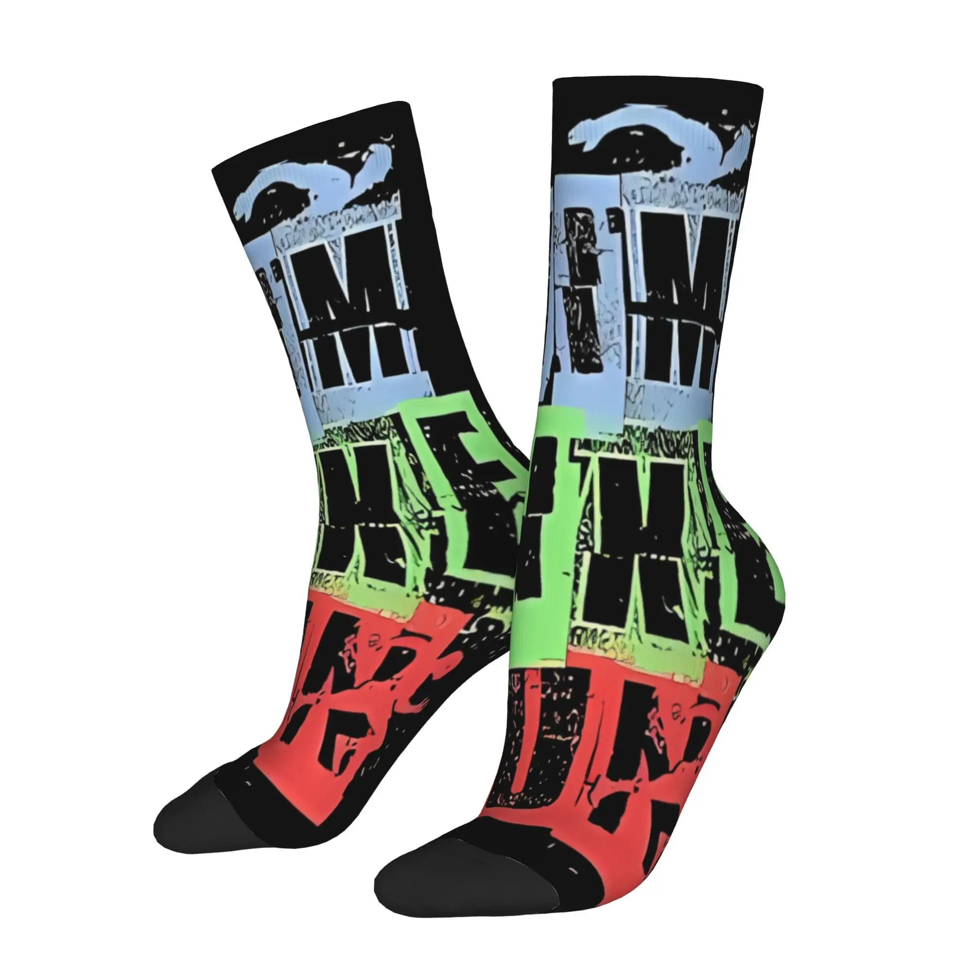 

1 Pair Funny Sock Triathlon Swim Bike Run Triathlete Hip Hop Quality Pattern Printed Men Crew Socks Casual Men's Socks