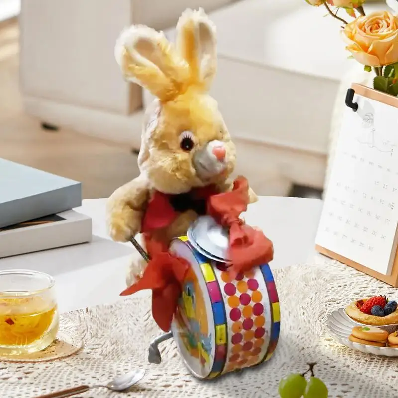 Conejo de tambor, juguetes de cuerda, Robot Animal de peluche, juguetes interactivos para caminar, modelo Animal eléctrico para niños de Pascua