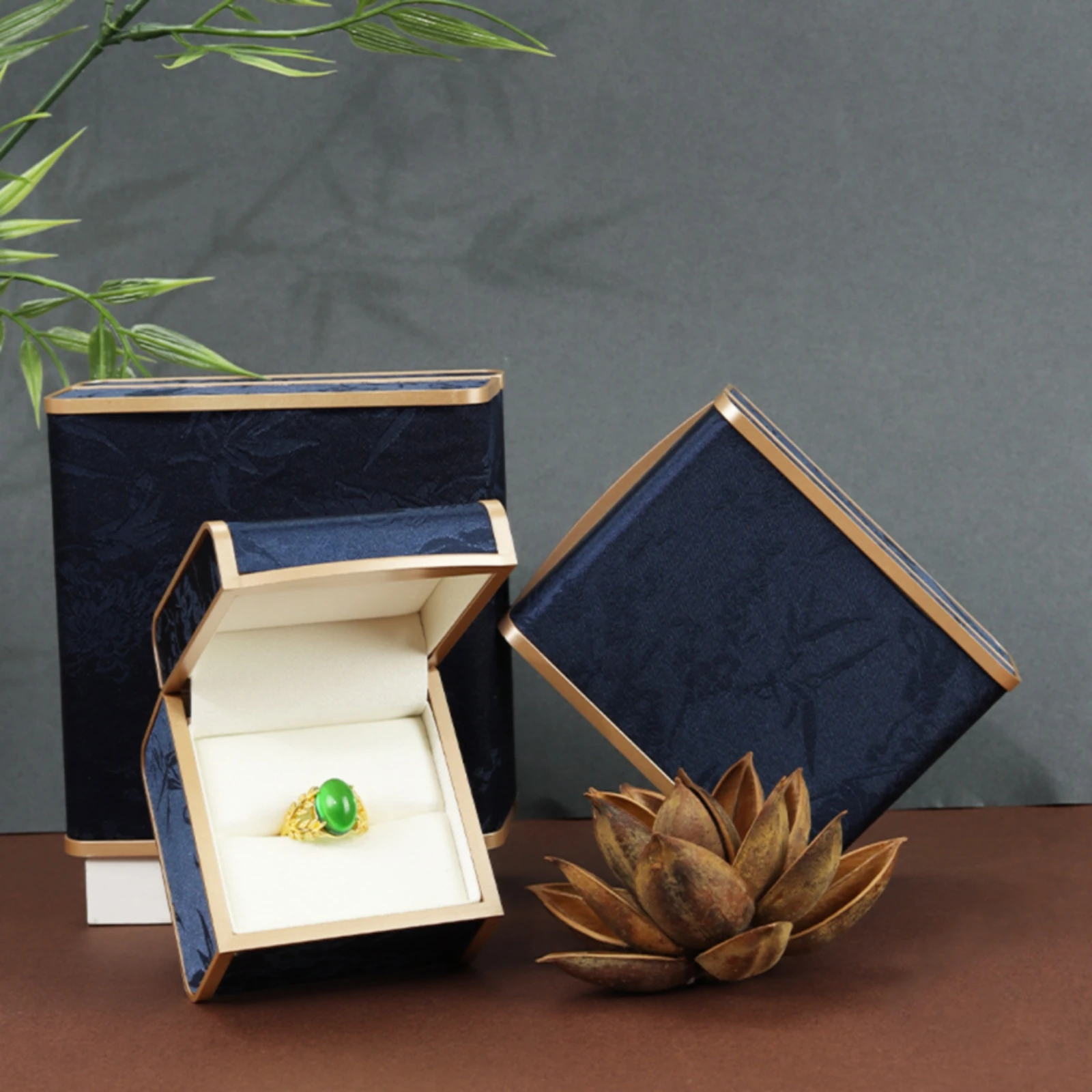 5 Pieces Jacquard Jewelry Box with Floral Pattern Elegant Material Jewelry Box with Hinged Lid Secure Sturdy