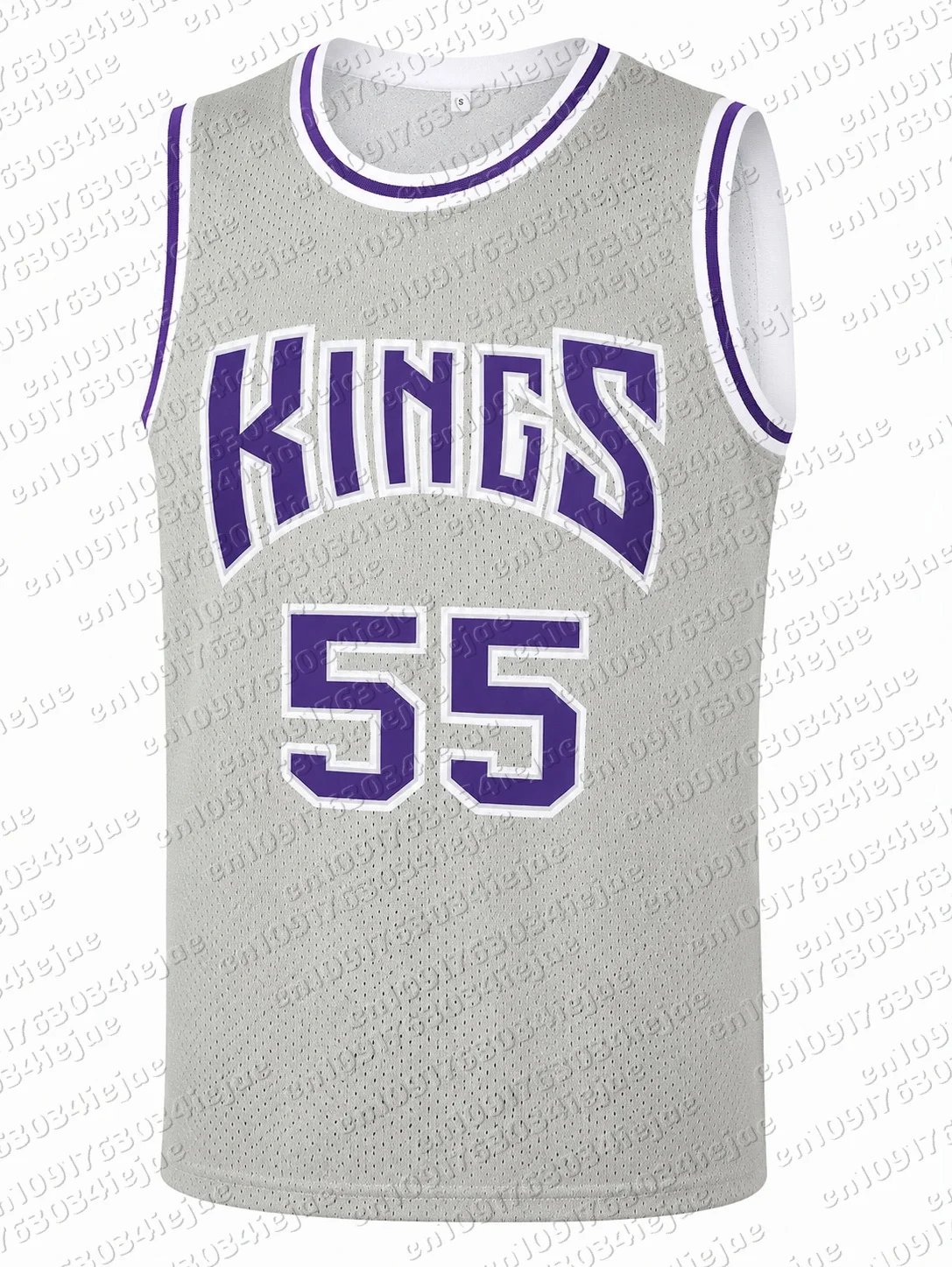 Retro Williams 55 Kings Jersey Schwarz mit lila und weißem Rand, Sportuniform, Freizeitweste für Herren und Kinder – Detail 6