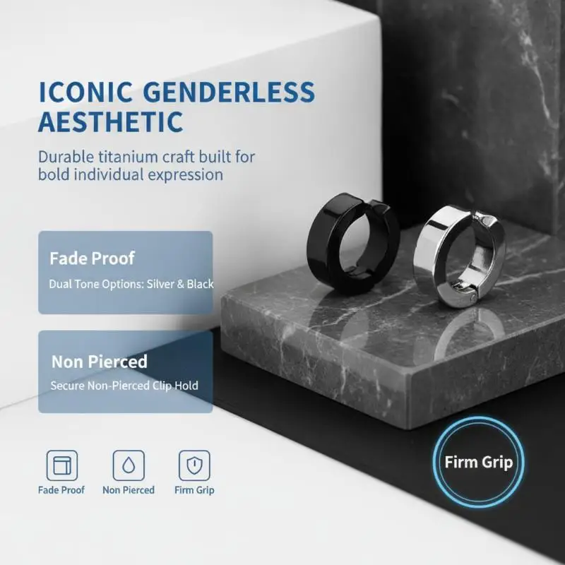 Titanium Steel Ear Clip Non Piercing Women Mens Earrings With Hypoallergenic Fade Resistant Design Perfect For Daily Wear Stree