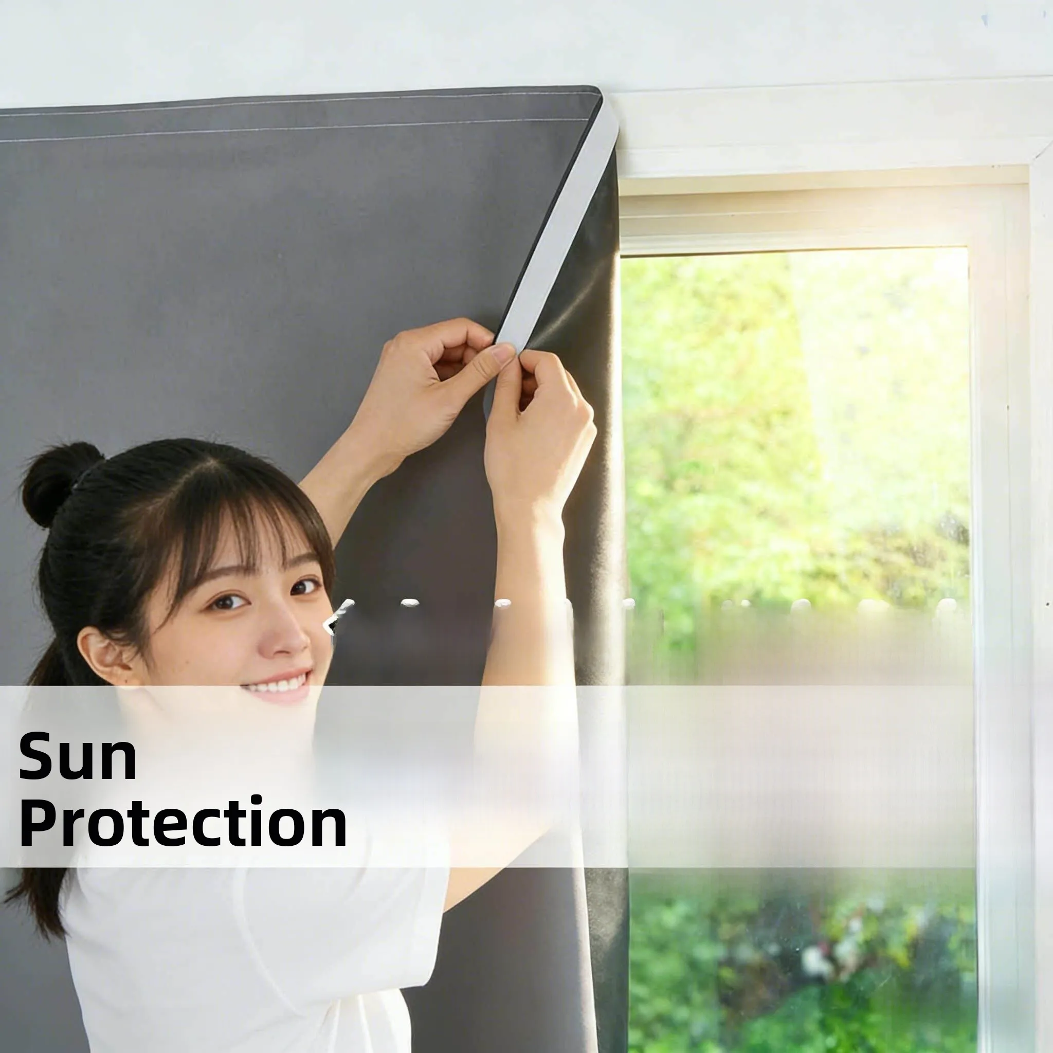 

Simple Self-Adhesive Full Light Blocking Curtain Cloth No Punching Magic Stick Installation Bedroom Balcony Bay Window Sunsha...