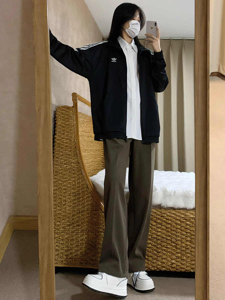 

Мужские классические брюки Cé Brown прямого кроя с расклешенными штанинами, весна-осень, с высокой талией, повседневные, из полиэстера