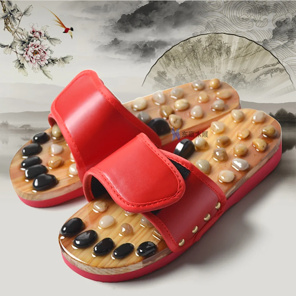 

38 Yard Red Non-Slip Acupoint Foot Massage Slippers Eva Fabric For Blood Flow Pain Relief Unisex Plantar Fasciitis Care Shoes