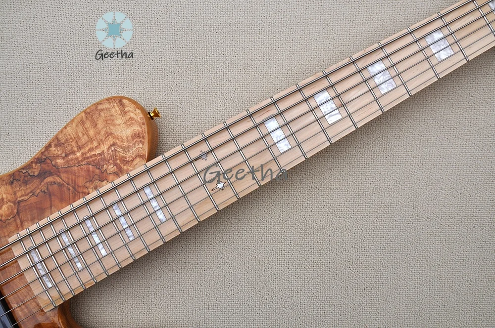 الآلات الموسيقية باس الغيتار 6 سلاسل الغيتار الكهربائي الرقبة من خلال باس