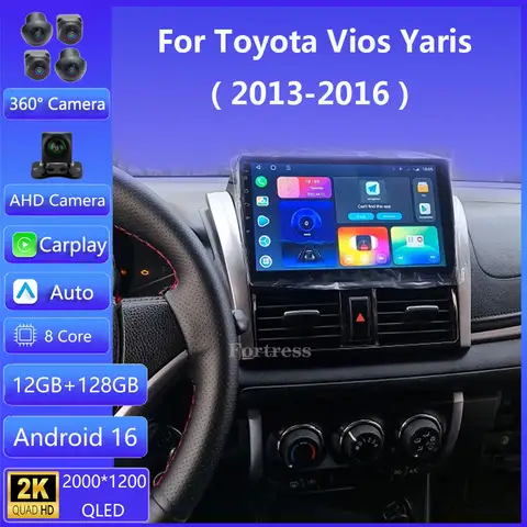 Android Car Radio Stereo GPS Navigation For Toyota Yaris Vios 2014 2015 2016 Auto Multimidia Player wireless Carplay 4G 2din DVD