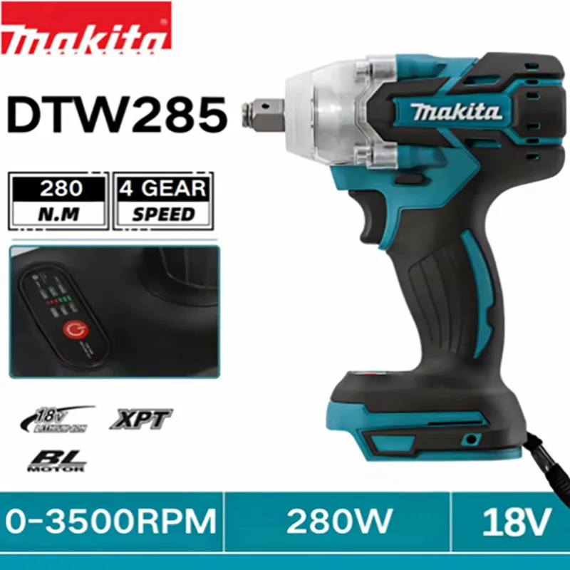 

Makita DTW285 320N.M Impact Electric Wrench Brushless Wrench Cordless Tool Power Tools Rechargeable For Makita 18V Battery