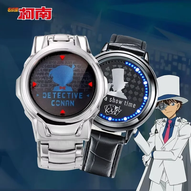 Genuine Detective Conan Anime Laser Clamshell Quartz Watch Waterproof Cosplay Character Shinichi For Boy Children Xmas Gift