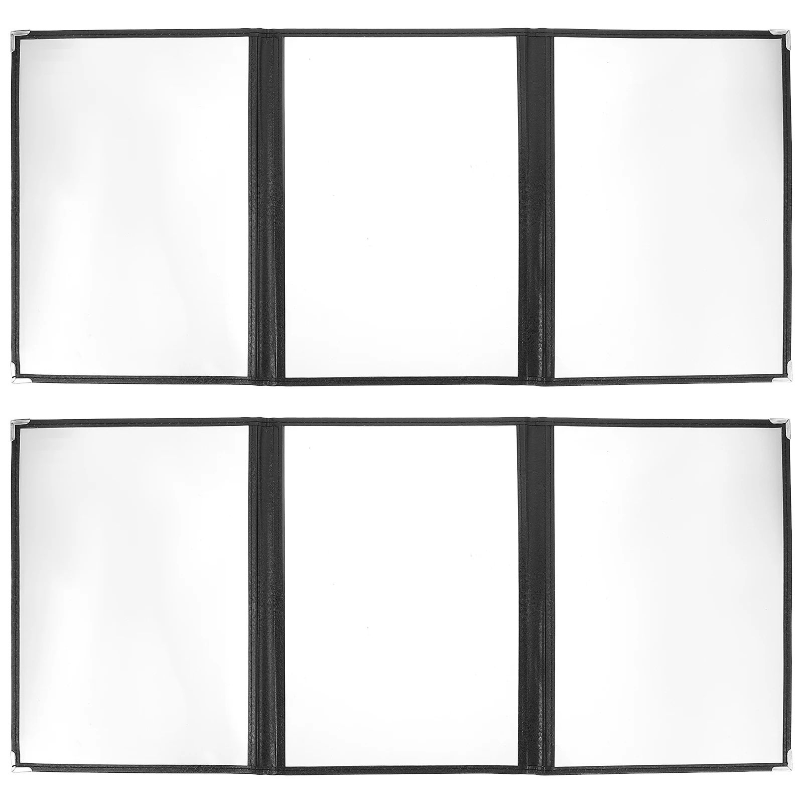 2 pezzi di raccoglitore per menu in PVC trasparente, raccoglitore per ristorante, cartella a fogli mobili, menu portatile ad angolo arrotondato trasparente, facile da riporre