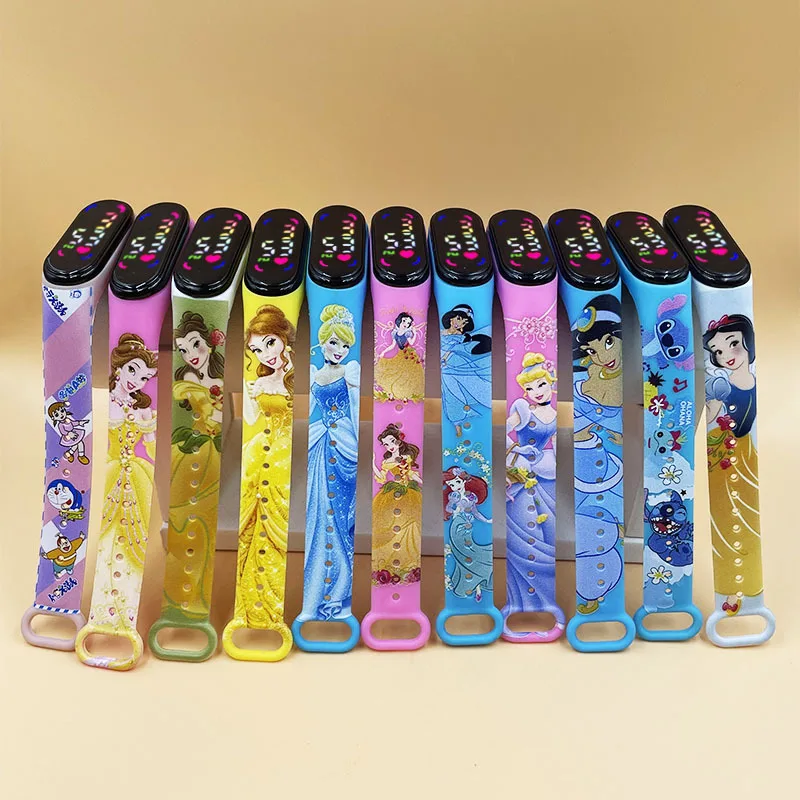 Disney Princess LED Electronic Watch Anime watch Silicone Boy Girl Sports Cartoon Figure Children's Christmas birthday present