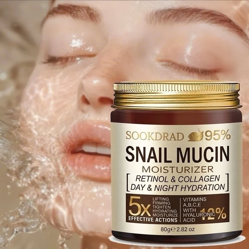 Snail Mucin Moisturizer,95% Snail Mucin,12% HA,Retinol&Collagen,Hydrating,All Skin,Day/Night,80g/2.82oz,Daily Vitality