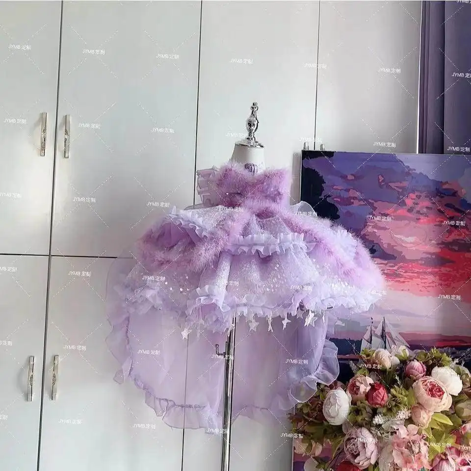 Handgefertigtes Neues Original Braut-Lolita-Prinzessinnen-Hochzeitskleid Kinder-Party-Geburtstags-Boutique-Festkleid Kinder-Federkleid – Detail 1