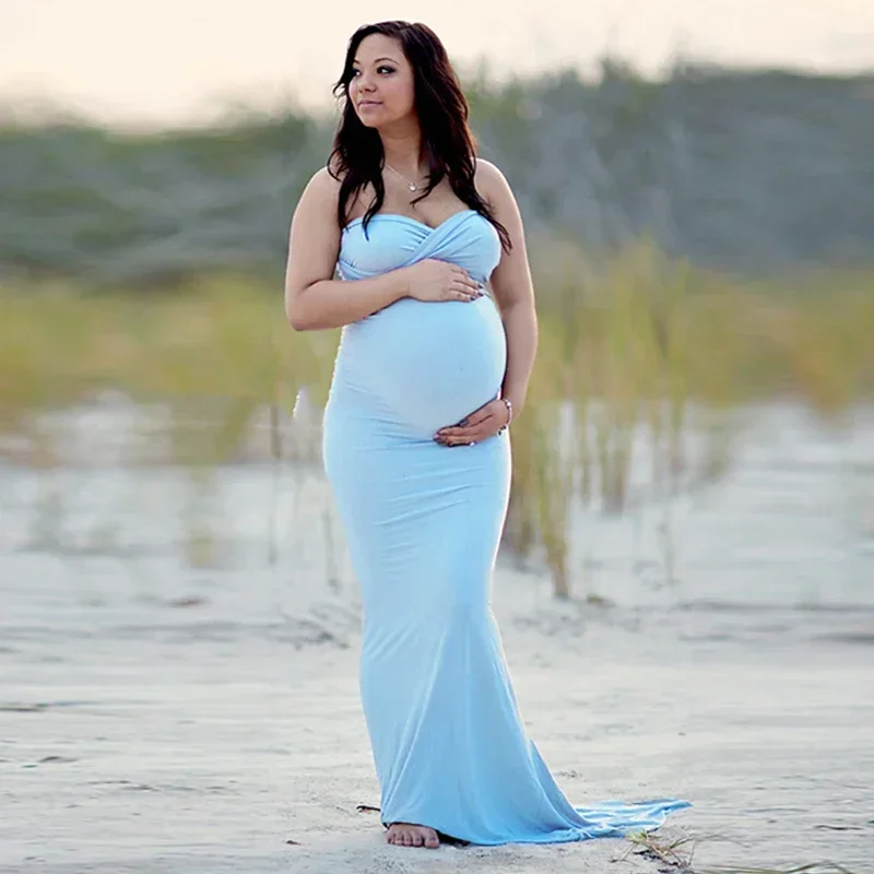 New Maternity Dress Photography Props Summer Off Shoulder Long Maxi Dress Pregnancy Women Dress Clothes for Pregnant