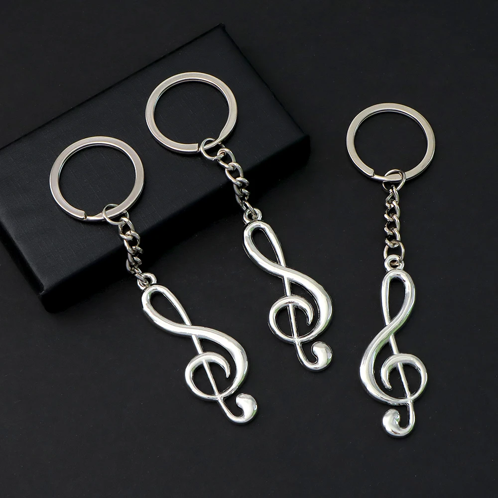 Fashion Musical Note Keychain Microphone Music Headset Key Ring Singer Key Chains For Women Men DIY Handmade Jewelry Party Gifts