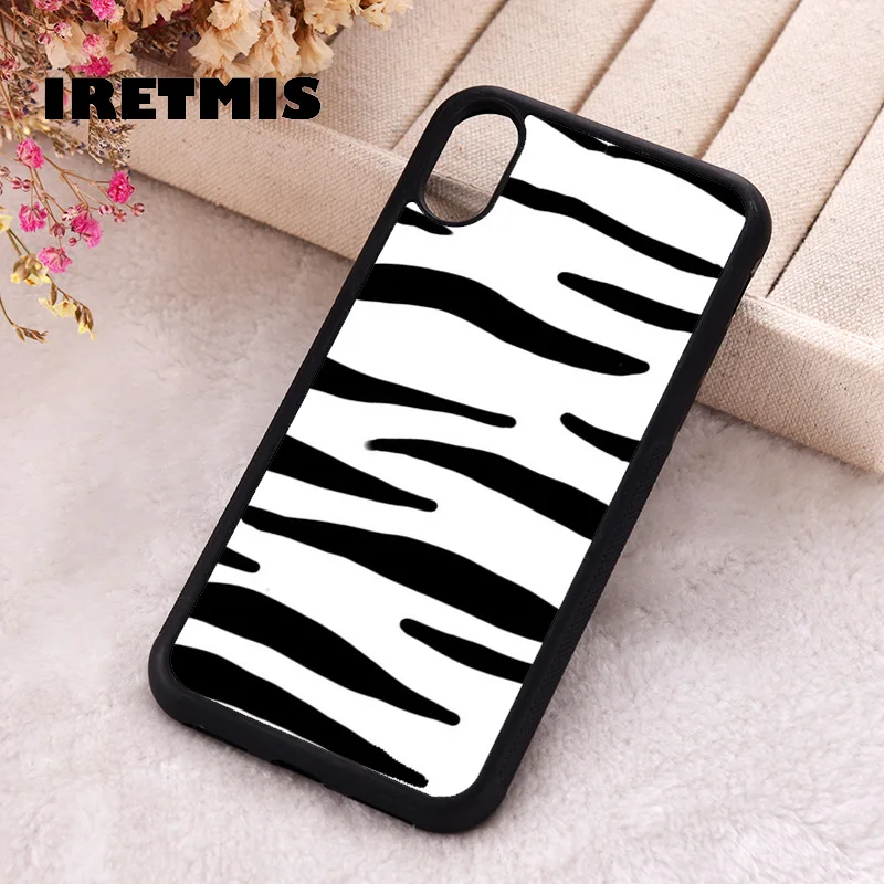 Iretmis 5 5S SE 2020 Phone Cover Case for iPhone 6 6S 7 8 Plus X Xs XR 11 12 13 MINI 14 Pro Max Rubber Silicone Zebra