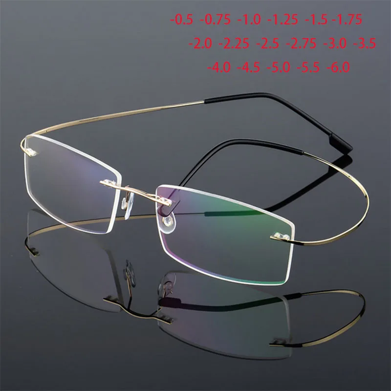 Anti Blue Light Customize Prescription Frameless Coating Myopia Glasses Computer Eyeglasses 0 -0.5 -1 -1.5 -2 -2.5 -3 -4 -5 -6