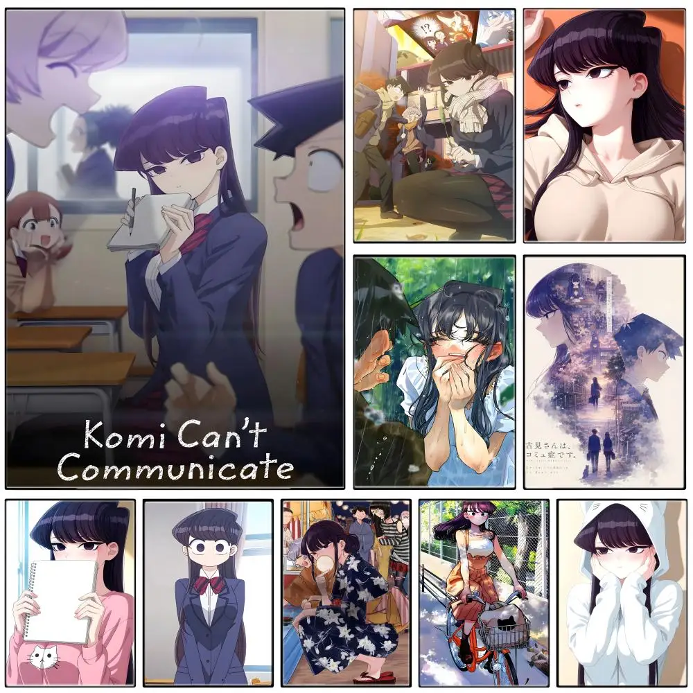 Slice Of Life Anime K-Komi Cant Communicate Poster  Self-adhesive Art Waterproof Paper Sticker Coffee House Bar Room Wall Decor