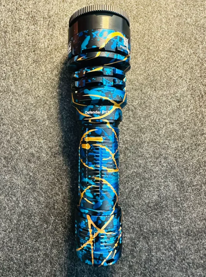 Used EDC Acebeam P17 flashlight aluminum alloy blue gold camouflage color Torch Lamp decompression toy