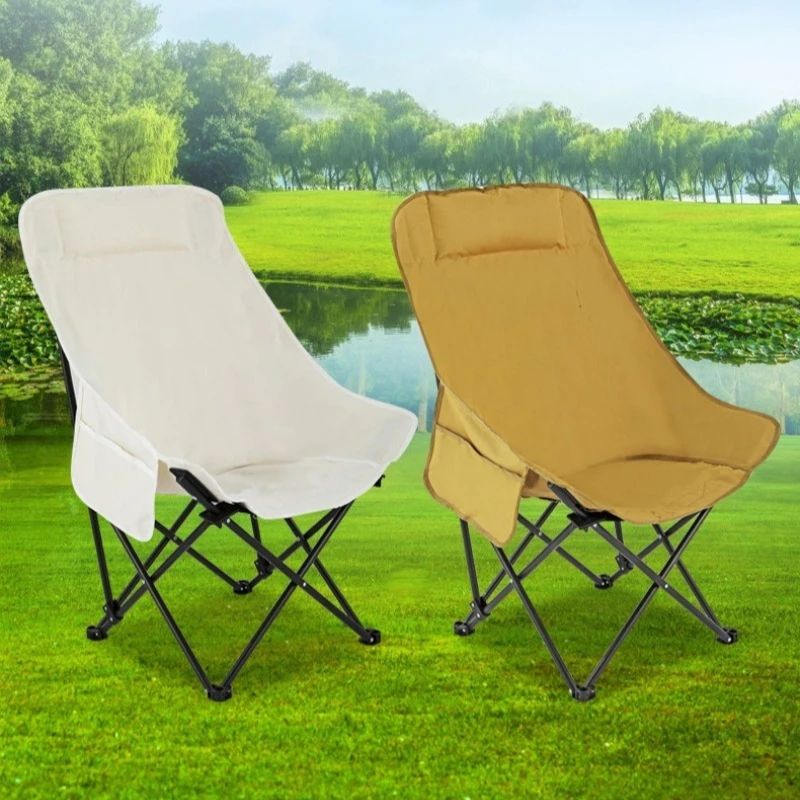 Outdoor Heightened Beach Chair Folding Chair Portable Field Camping Mazar Lazy Chairs Multifunctional Furniture Silla Plegable