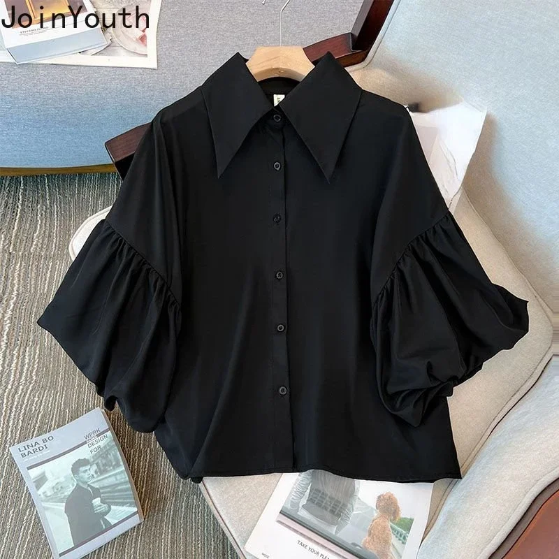 Blouse Women 2023 Blusas Mujer De Moda Chiffon Loose White Shirts Fashion Summer Short Sleeve Blouses Vintage Korean Tops 27o997