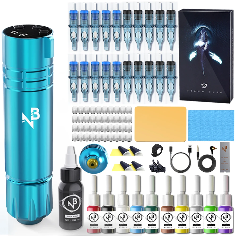 

Tattoo Pen Kit, Tattoo Pen with 1500Mah Capacity Wireless Power Supply, Tattoo Kit with Japanese Coreless Motor Digital Display, Tattoo Equipment Supply, Blue Collector's Edition Tattoo Pen Tm-38