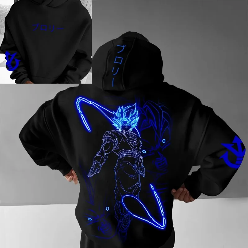 

Мужские толстовки с капюшоном из японского аниме Dragon Ball Goku Graphics, осень-зима, мужская одежда большого размера из чистого хлопка, толстовка Harajuku Y2K