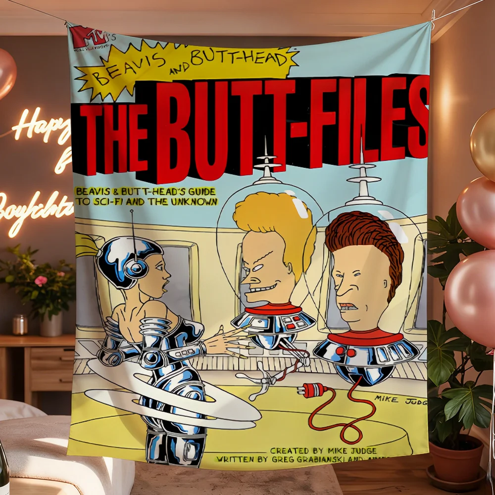 Beavis And Butt-Head The Butt-Files Sci-Fi Comic Cover Tapestry, Vintage 90s MTV Cartoon Space Print Wall Hanging, Polyester Fab