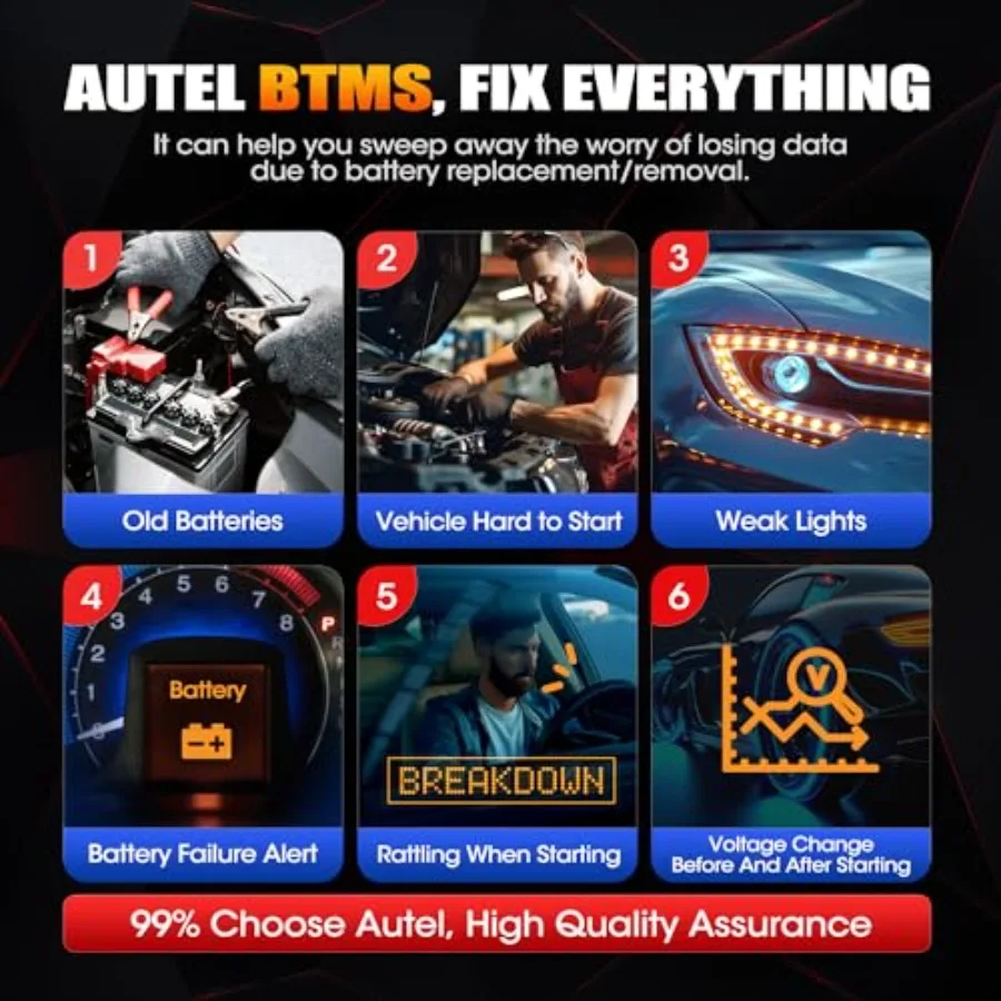 2025 MaxiBAS BTMS OBD2 Car Battery Tester with Memory Saver for Preserving Vehicle Data and Electronic Presets Surge Protection