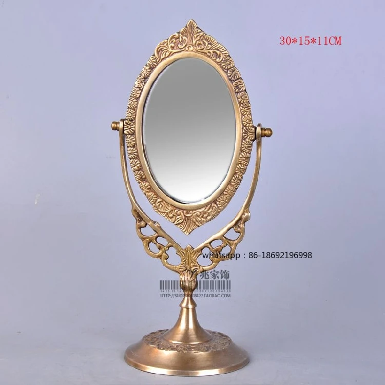 

Европейское старое зеркало для макияжа, бронзовый свадебный подарок ручной работы, элитная красота, креативная настольная повязка