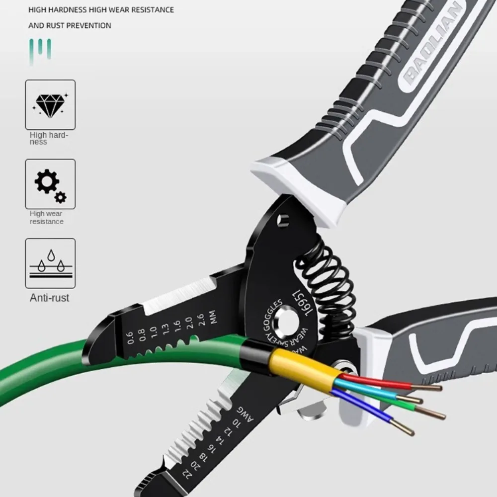 Neue Abisolierzange aus Kohlenstoffstahl, Handwerkzeuge, multifunktionales Abisolierwerkzeug, rutschfeste Zange, Elektriker