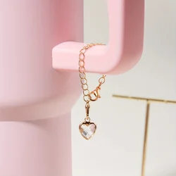 1 amuleto de corazón de diamantes de imitación para taza Stanley, colgante decorativo elegante para vaso con asa, accesorios para tazas