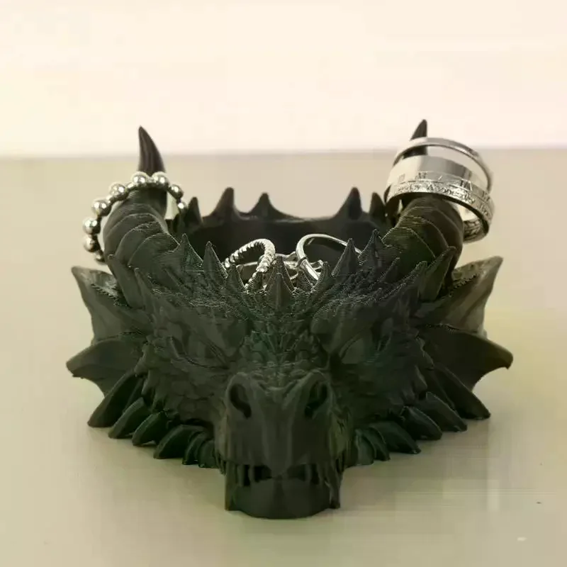 3D Print Dragon Head Storage Tray Multi Functional Funny Jewelry Display Holder Gothic Dragon Head Ornaments Living Room
