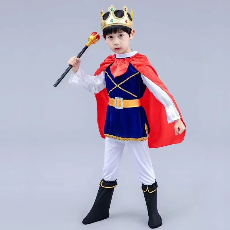 Rei medieval Cosplay para crianças, Carnaval de Natal e Halloween Trajes, Royal Prince Roleplay, conjunto de roupas para meninos