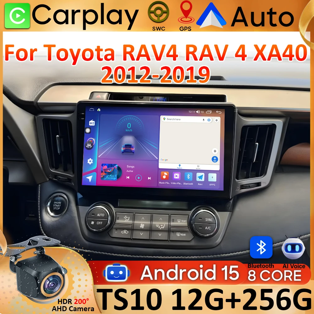 

Android 15 Auto Carplay Car radio For Toyota RAV4 RAV 4 Xa40 2012-2019 Stereo Multimedia Player BT GPS Navigation 4G Wifi Video