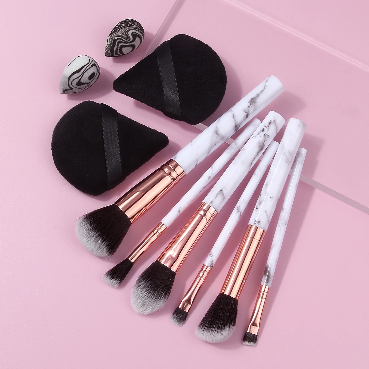 10-piece makeup brush set, makeup powder puff and sponge set, daily travel and business travel portable makeup tools