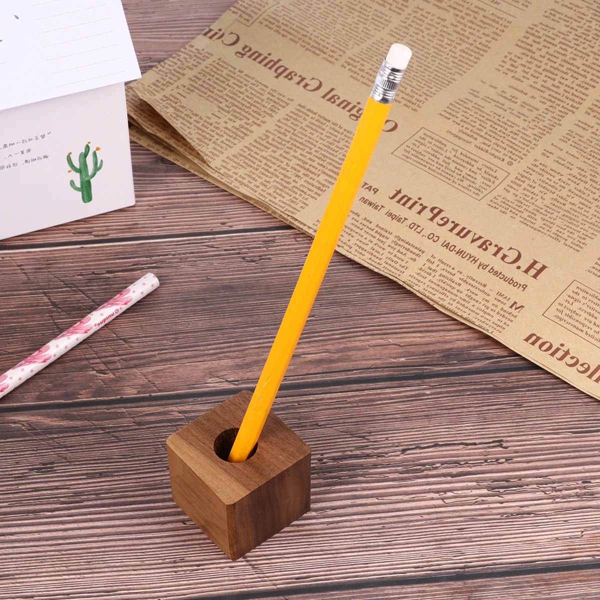 

Creative Stationery Organizer Wooden Pen Case Simple Desktop Pencial Holder Fashion Brush Container for Home Office