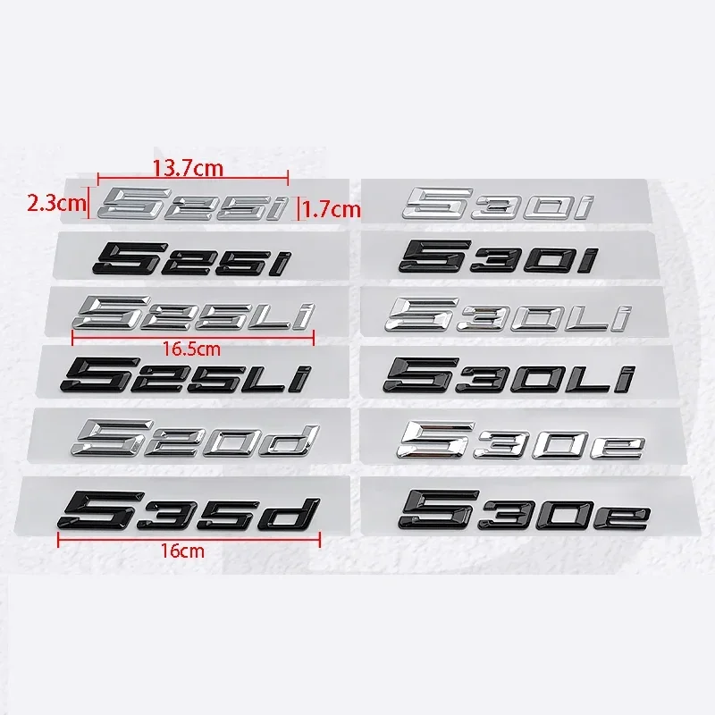 

ABS Auto Sticker Letters Decal for BMW 525i 525Li 520d 530i 530Li 530e Logo Embleem Badge