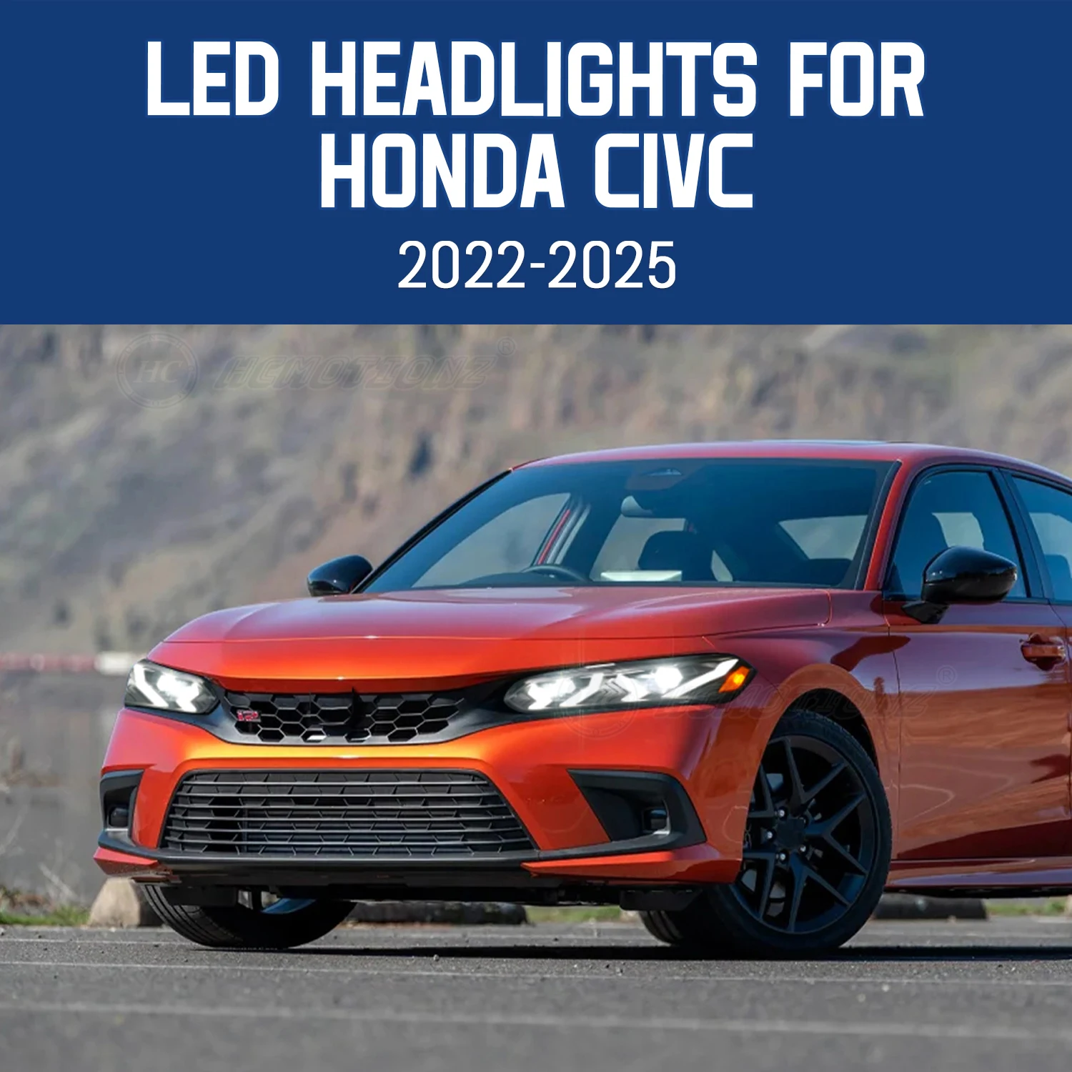 HCMOTIONZ LED Headlights for 2022-2025 11th Gen Blue DRL Start Animation Front Lamps Assembly