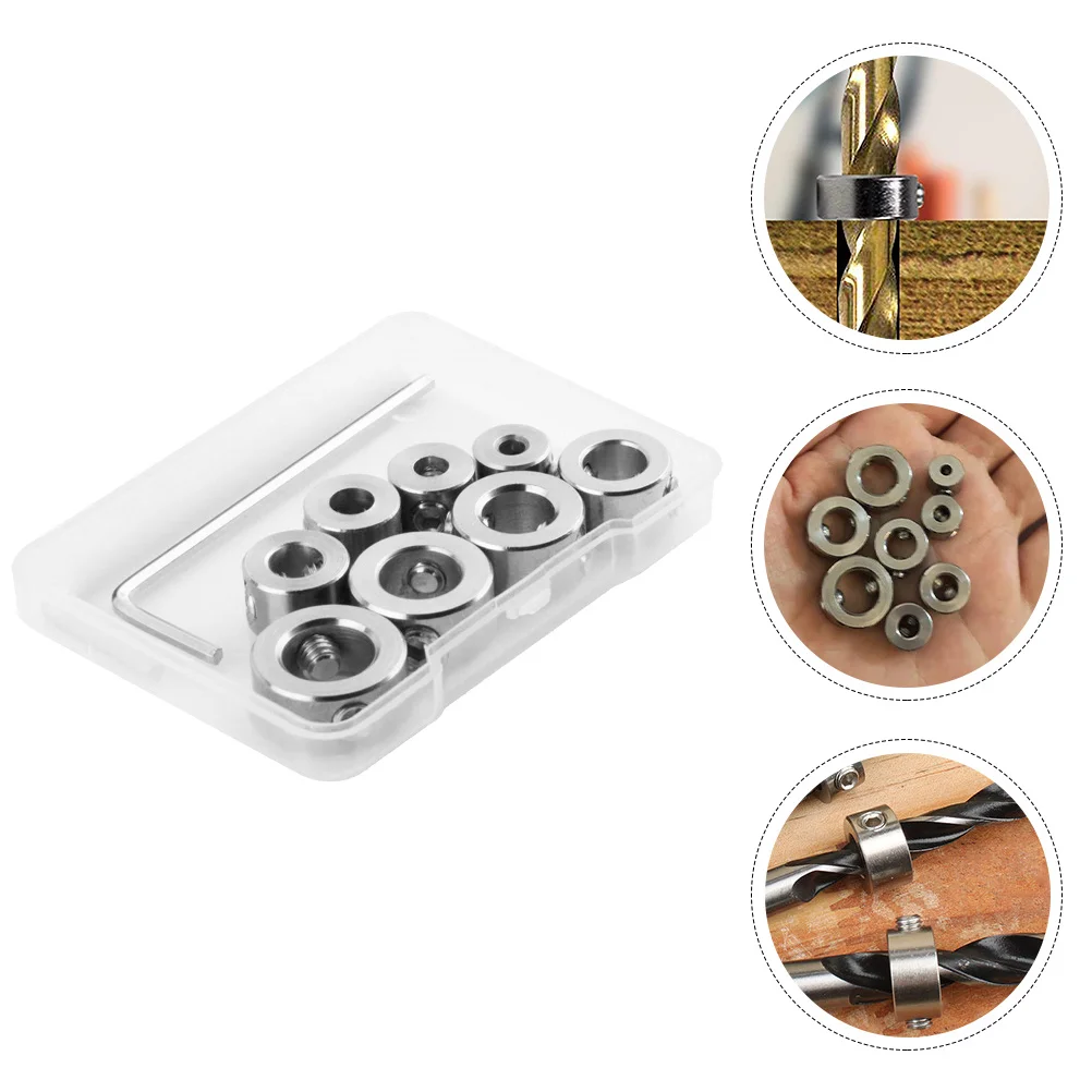 

8Pcs Drill Bit Locator Depth Stop Collars 3-10mm Stainless Steel Drill Ring Positioner for Woodworking Metal Depth Stop Collar