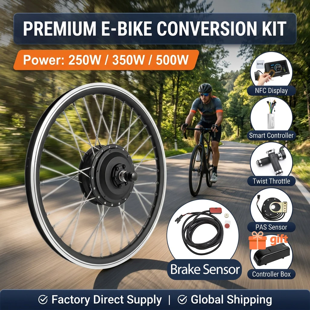 500W Ebike Conversion Kit Rear Drive Wheel Hub Motor 350W 250W S966 NFC Display Brake Sensor 20in28in700c rower elektryczny